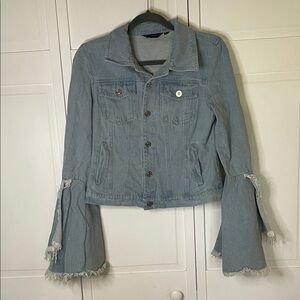 Lavish Alice Light Blue Denim Jacket with Bell Sleeves 4